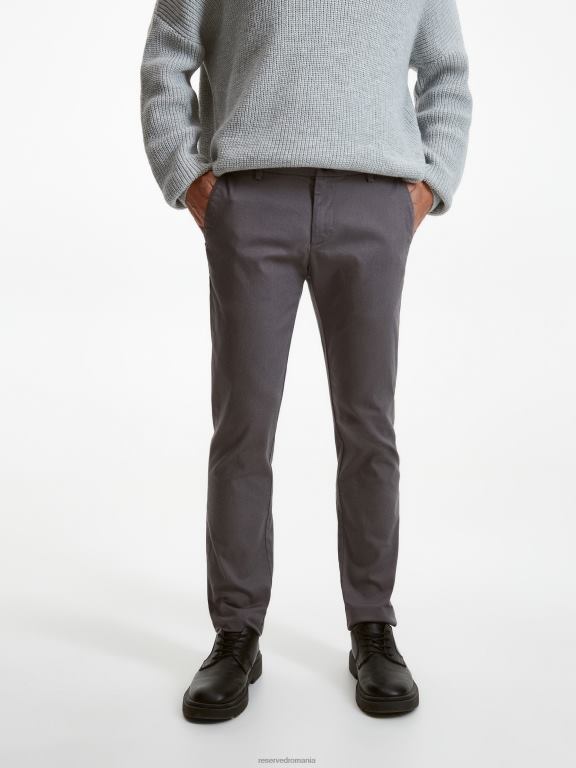 gri inchis Reserved bărbați îmbrăcăminte pantaloni chino slim fit 648HZ1140
