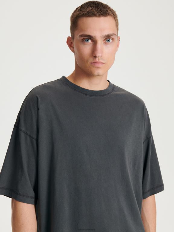 gri inchis Reserved bărbați îmbrăcăminte tricou supradimensionat 648HZ1161