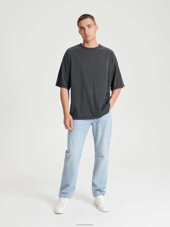 gri inchis Reserved bărbați îmbrăcăminte tricou supradimensionat 648HZ1161