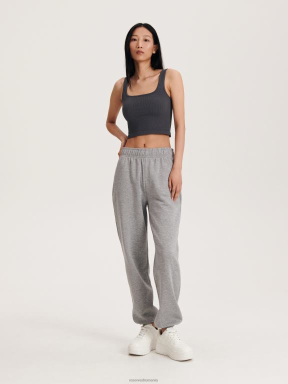 gri inchis Reserved femei îmbrăcăminte crop top tricot în coastă 648HZ506