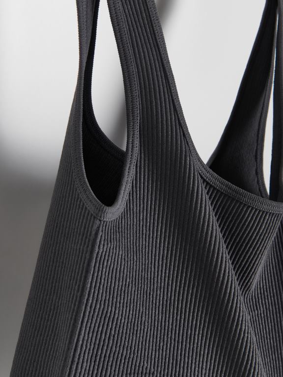 gri inchis Reserved femei îmbrăcăminte crop top tricot în coastă 648HZ506