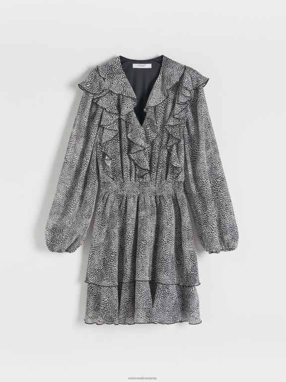 gri inchis Reserved femei îmbrăcăminte rochie mini cu tiv cu volan 648HZ233