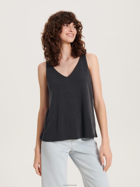 gri inchis Reserved femei îmbrăcăminte top bogat modal cu fit regulat 648HZ461