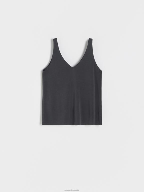 gri inchis Reserved femei îmbrăcăminte top bogat modal cu fit regulat 648HZ461