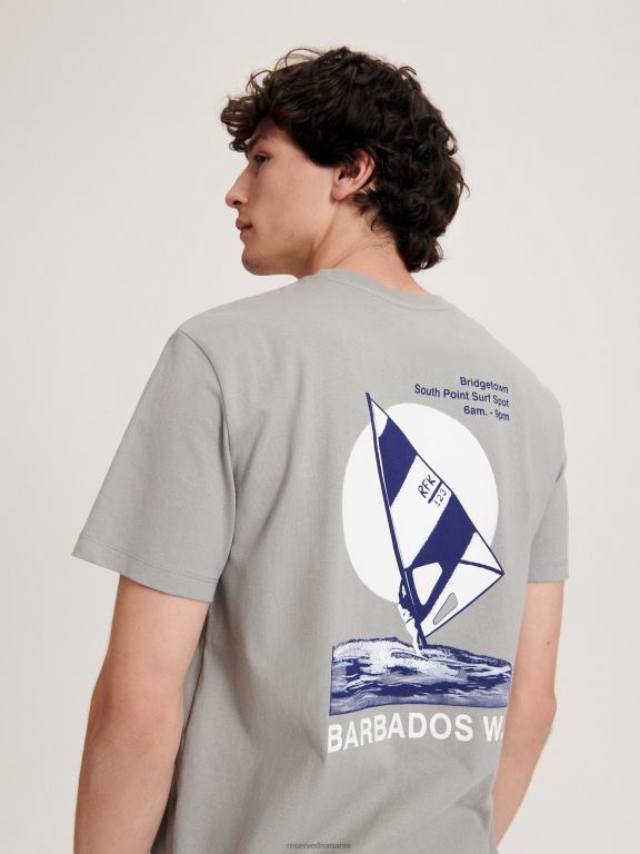 gri mijlociu Reserved bărbați îmbrăcăminte tricou regulat cu imprimeu 648HZ1311