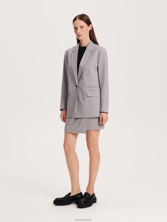 gri mijlociu Reserved femei îmbrăcăminte blazer pe un singur piept 648HZ82