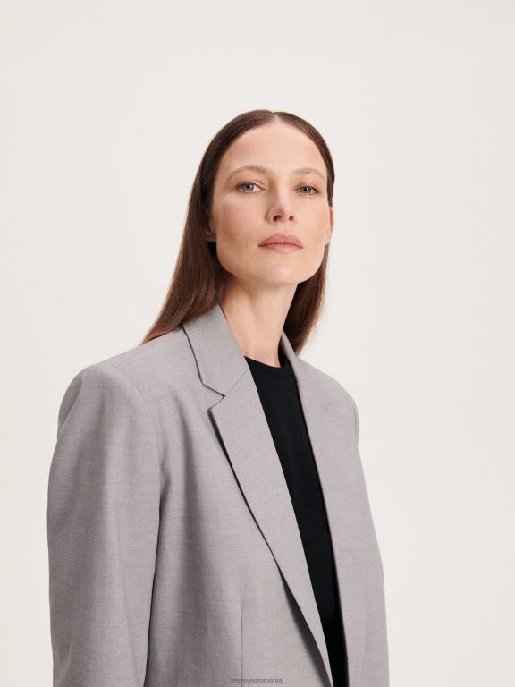 gri mijlociu Reserved femei îmbrăcăminte blazer pe un singur piept 648HZ82