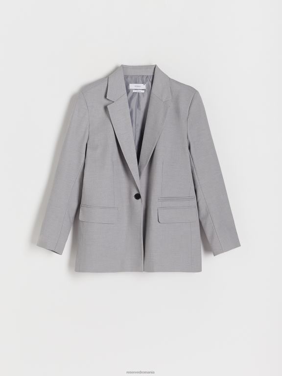 gri mijlociu Reserved femei îmbrăcăminte blazer pe un singur piept 648HZ82