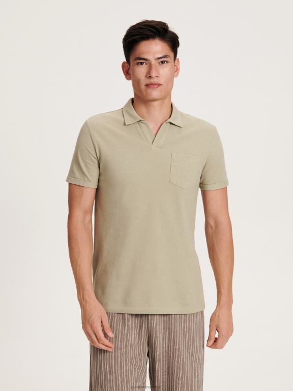 grâu Reserved bărbați îmbrăcăminte tricou polo cu talie regulată 648HZ1346