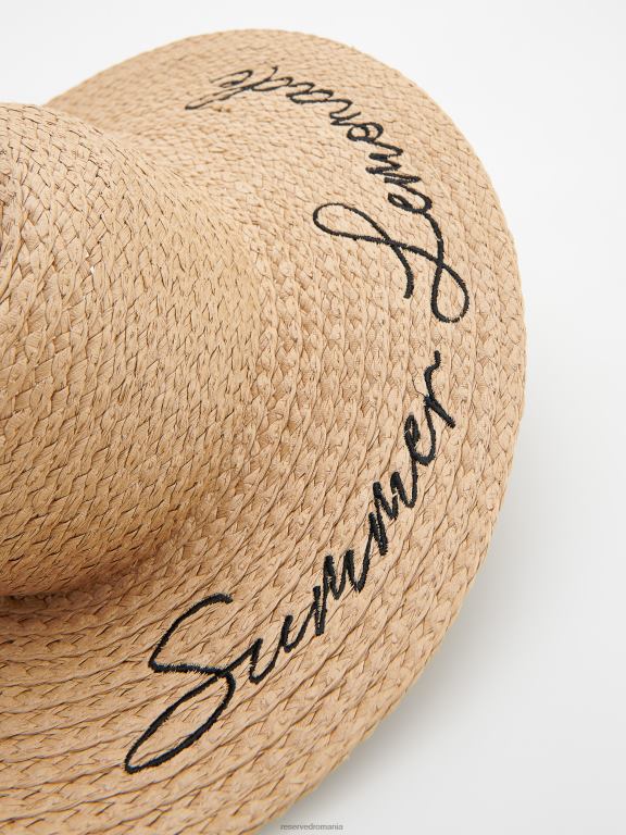 grâu Reserved femei accesorii pălărie împletită cu slogan 648HZ1011