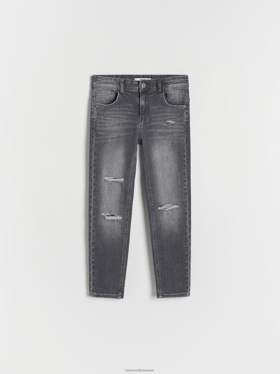 gri Reserved băieți îmbrăcăminte blugi subțiri învechiți 648HZ2163