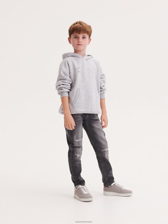 gri Reserved băieți îmbrăcăminte blugi subțiri învechiți 648HZ2200