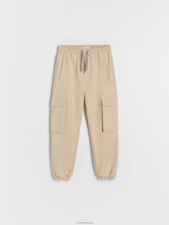 bej Reserved băieți îmbrăcăminte pantaloni cargo din jerseu 648HZ2180