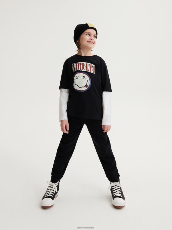 negru Reserved băieți îmbrăcăminte pantaloni de jogger pentru trening 648HZ2044