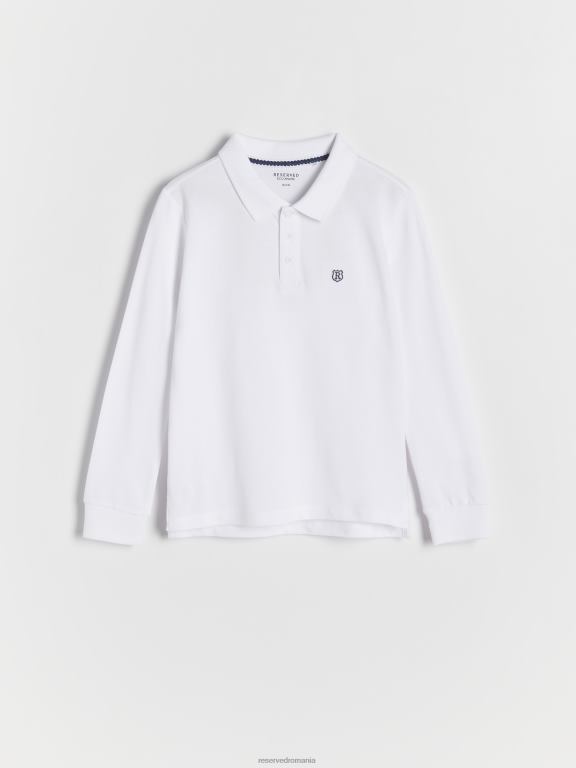 alb Reserved băieți îmbrăcăminte tricou polo din bumbac cu maneca lunga 648HZ2050