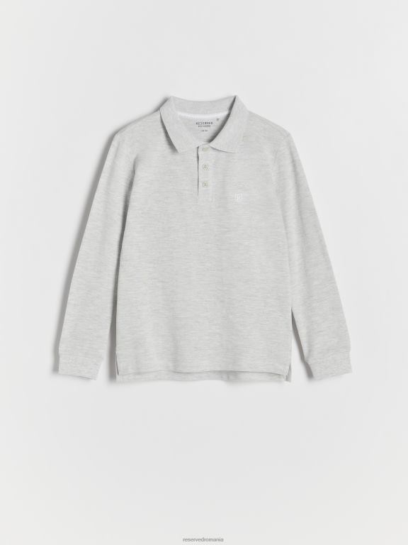 gri deschis Reserved băieți îmbrăcăminte tricou polo din bumbac cu maneca lunga 648HZ2120