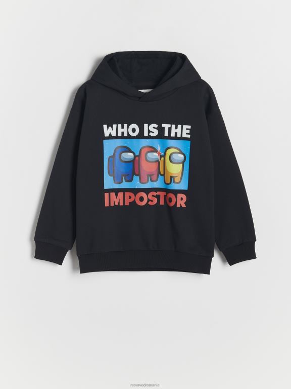 negru Reserved băieți îmbrăcăminte printre noi hanoracul 648HZ2083