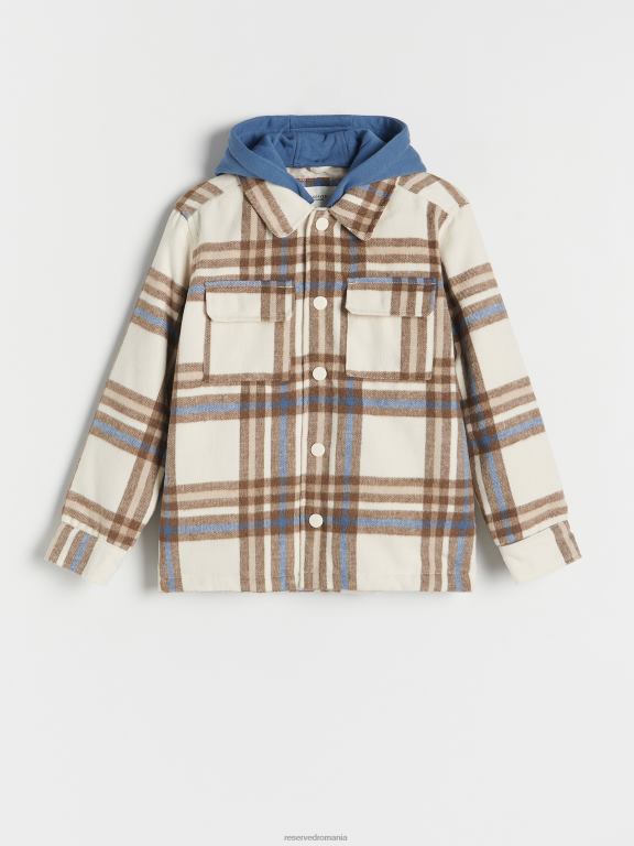 bej Reserved băieți îmbrăcăminte check shacket 648HZ2087