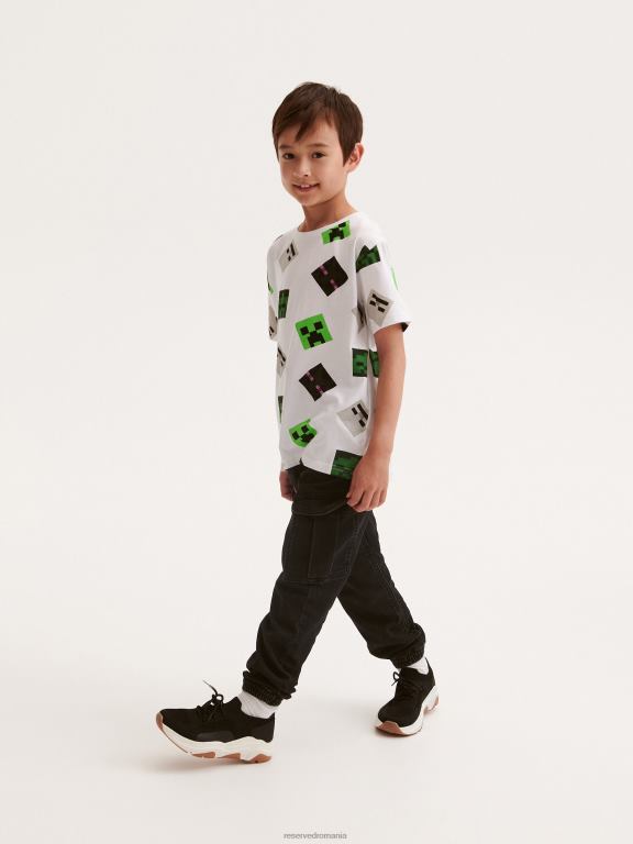 alb Reserved băieți îmbrăcăminte tricou supradimensionat minecraft 648HZ2156