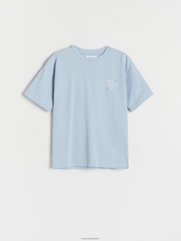 albastru deschis Reserved băieți îmbrăcăminte tricou supradimensionat cu imprimeu 648HZ2075
