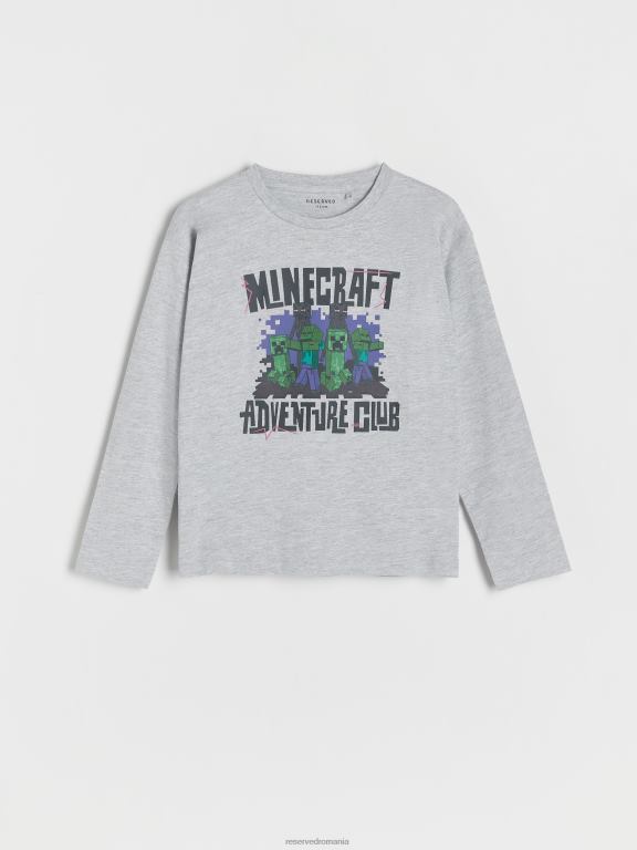 gri deschis Reserved băieți îmbrăcăminte tricou minecraft cu maneca lunga 648HZ2107