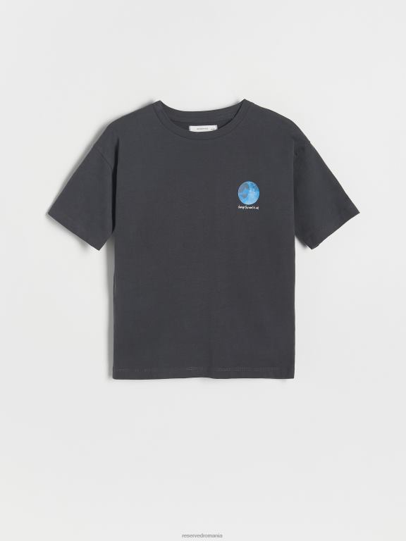 gri inchis Reserved băieți îmbrăcăminte tricou supradimensionat cu imprimeu 648HZ2048