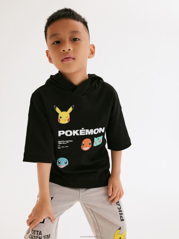 negru Reserved băieți îmbrăcăminte tricou pokemon 648HZ2030