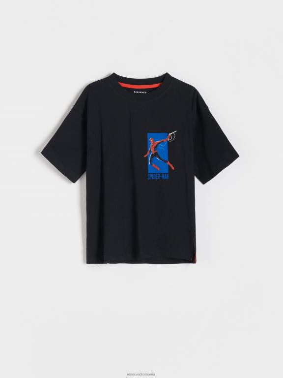 negru Reserved băieți îmbrăcăminte tricou supradimensionat spider-man 648HZ2096