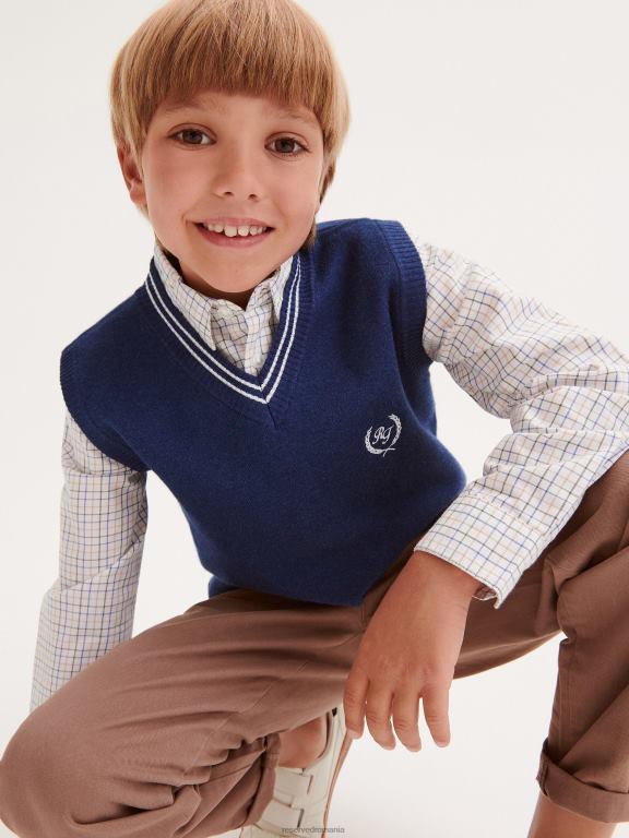 albastru oțel Reserved băieți îmbrăcăminte vestă cu detaliu de broderie 648HZ2053