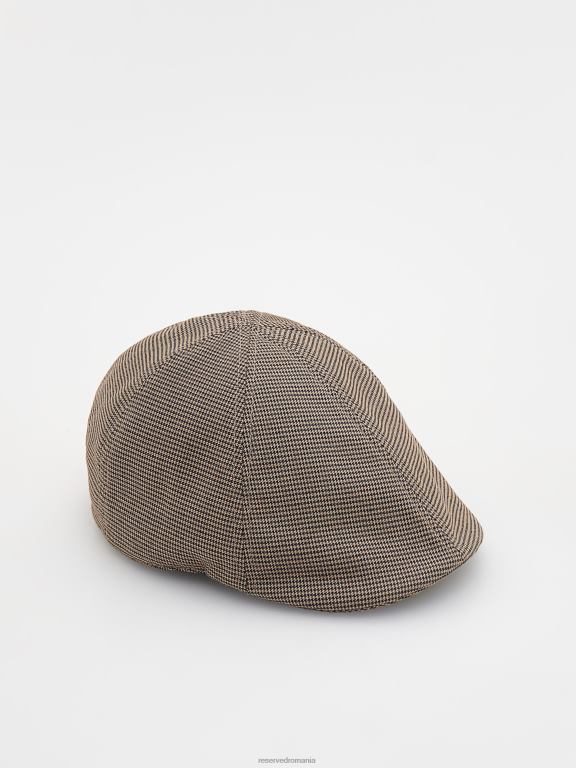 bej Reserved bărbați accesorii șapcă plată cu imprimeu dinți de câine 648HZ1667