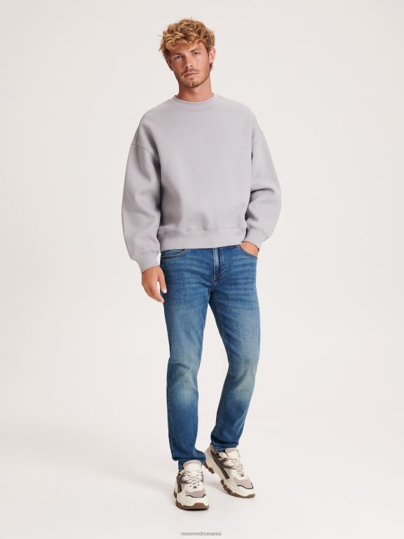 blugi indigo Reserved bărbați îmbrăcăminte blugi subțiri cu efect de spălare 648HZ1565
