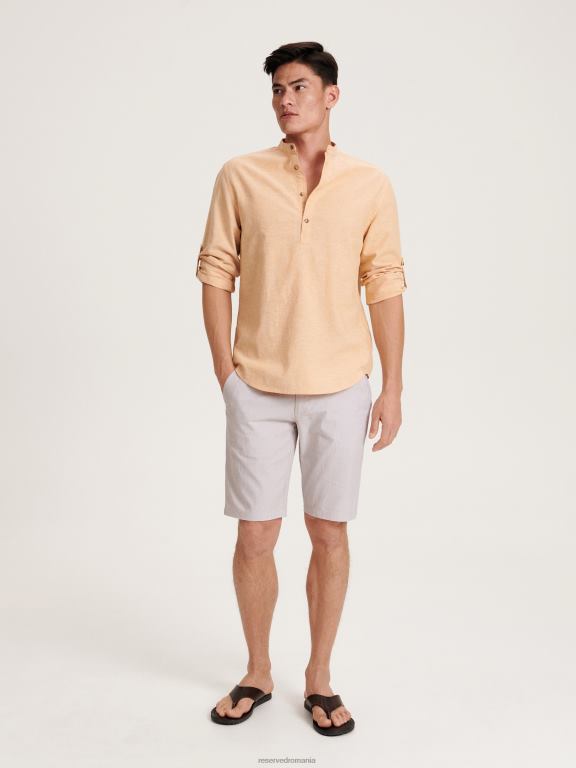 bej Reserved bărbați îmbrăcăminte pantaloni scurți din bumbac cu ajustare normală 648HZ1458