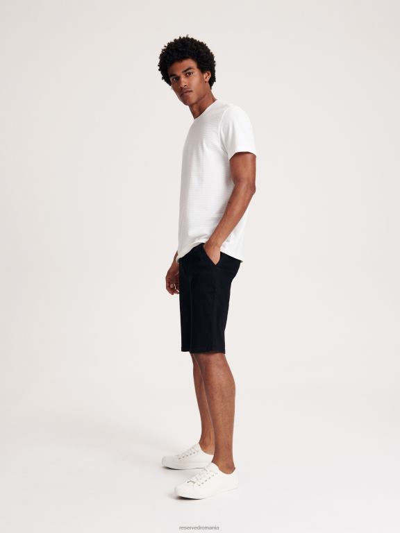 negru Reserved bărbați îmbrăcăminte pantaloni scurți chino din denim 648HZ1427