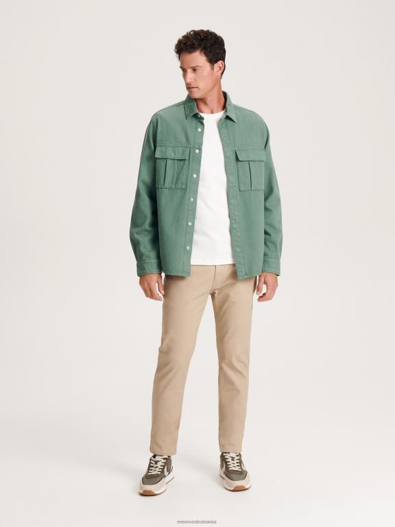 bej Reserved bărbați îmbrăcăminte pantaloni din bumbac slim fit 648HZ1123