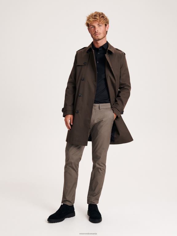 cafea Reserved bărbați îmbrăcăminte pantaloni chino slim fit 648HZ1104