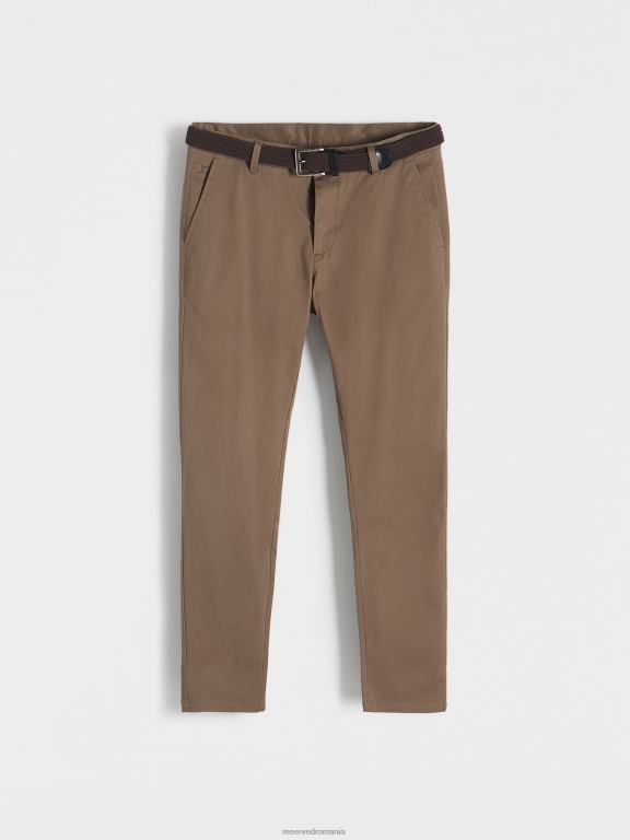 maro Reserved bărbați îmbrăcăminte pantaloni chino slim cu centura 648HZ1469
