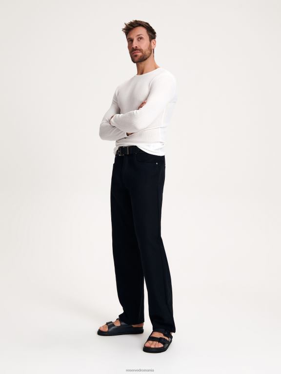 negru Reserved bărbați îmbrăcăminte pantaloni chino bogat în bumbac 648HZ1491