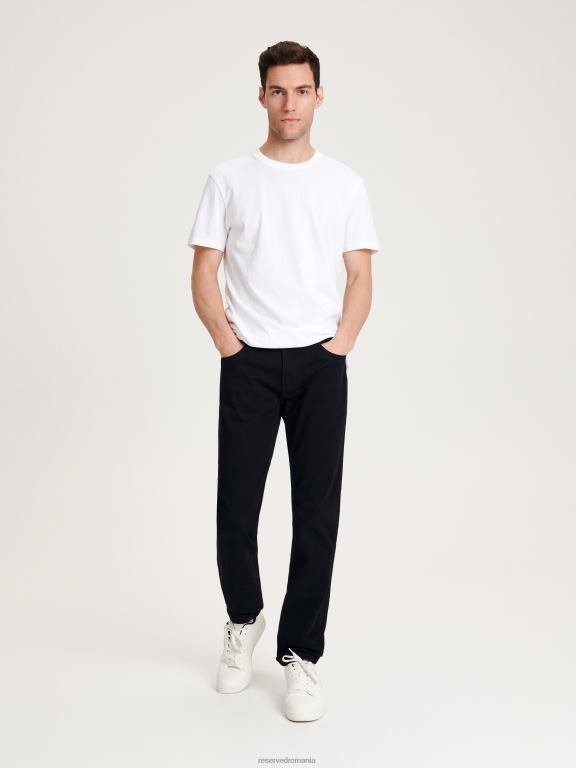 negru Reserved bărbați îmbrăcăminte pantaloni din bumbac slim fit 648HZ1134