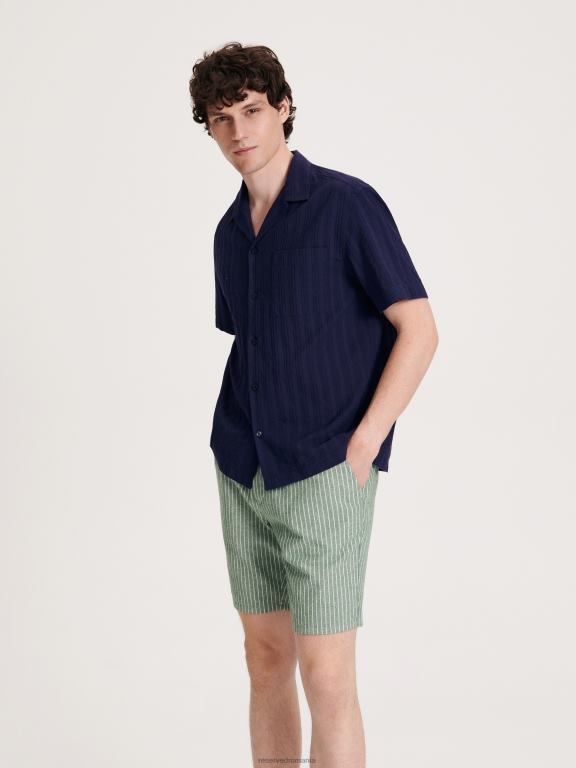 marina Reserved bărbați îmbrăcăminte cămașă din bumbac cu potrivire obișnuită 648HZ1374