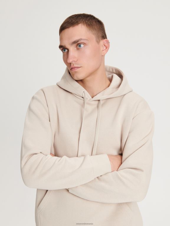 bej Reserved bărbați îmbrăcăminte hanorac simplu din bumbac bogat 648HZ1590