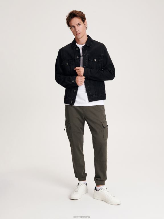 gri Reserved bărbați îmbrăcăminte jacheta denim 648HZ1619
