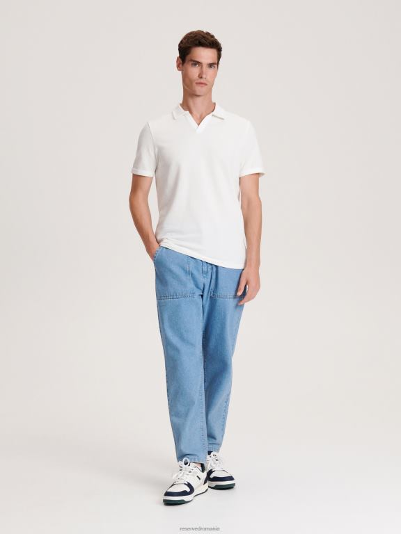 alb Reserved bărbați îmbrăcăminte tricou polo cu talie regulată 648HZ1136