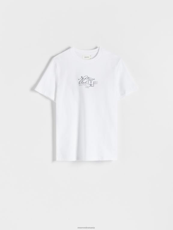 alb Reserved bărbați îmbrăcăminte stil de modă tricou cu potrivire obișnuită 648HZ1243