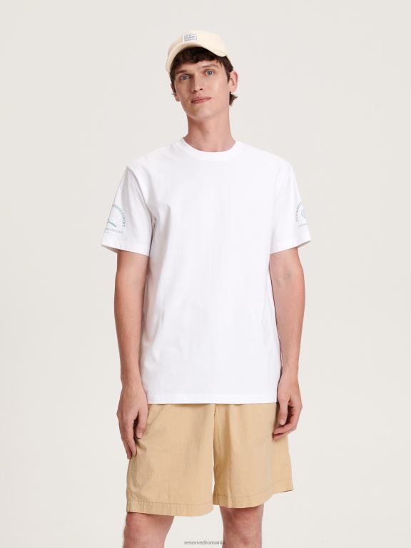 alb Reserved bărbați îmbrăcăminte tricou la modă cu imprimeu cu fit regulat 648HZ1288