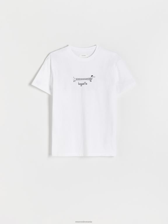 alb Reserved bărbați îmbrăcăminte tricou nou regular cu imprimeu 648HZ1246