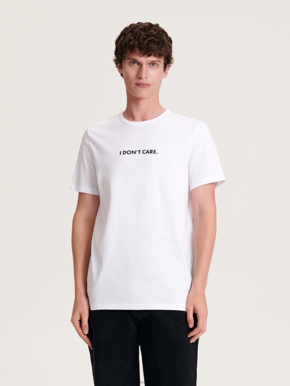 alb Reserved bărbați îmbrăcăminte tricou nou regular cu imprimeu 648HZ1248