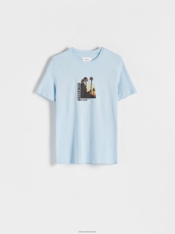 albastru deschis Reserved bărbați îmbrăcăminte tricou nou regular cu imprimeu 648HZ1236