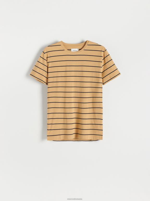 bej Reserved bărbați îmbrăcăminte tricou cu dungi regulate 648HZ1305