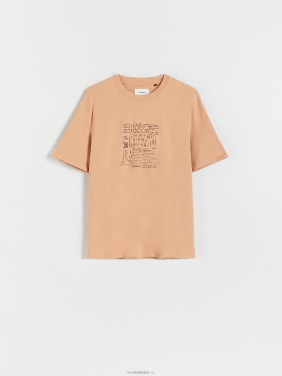 grâu Reserved bărbați îmbrăcăminte tricou regulat cu imprimeu 648HZ1318