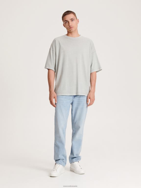 gri deschis Reserved bărbați îmbrăcăminte tricou supradimensionat 648HZ1159